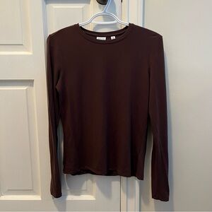 Aritzia Babaton Long Sleeve Tee in Dark Brown